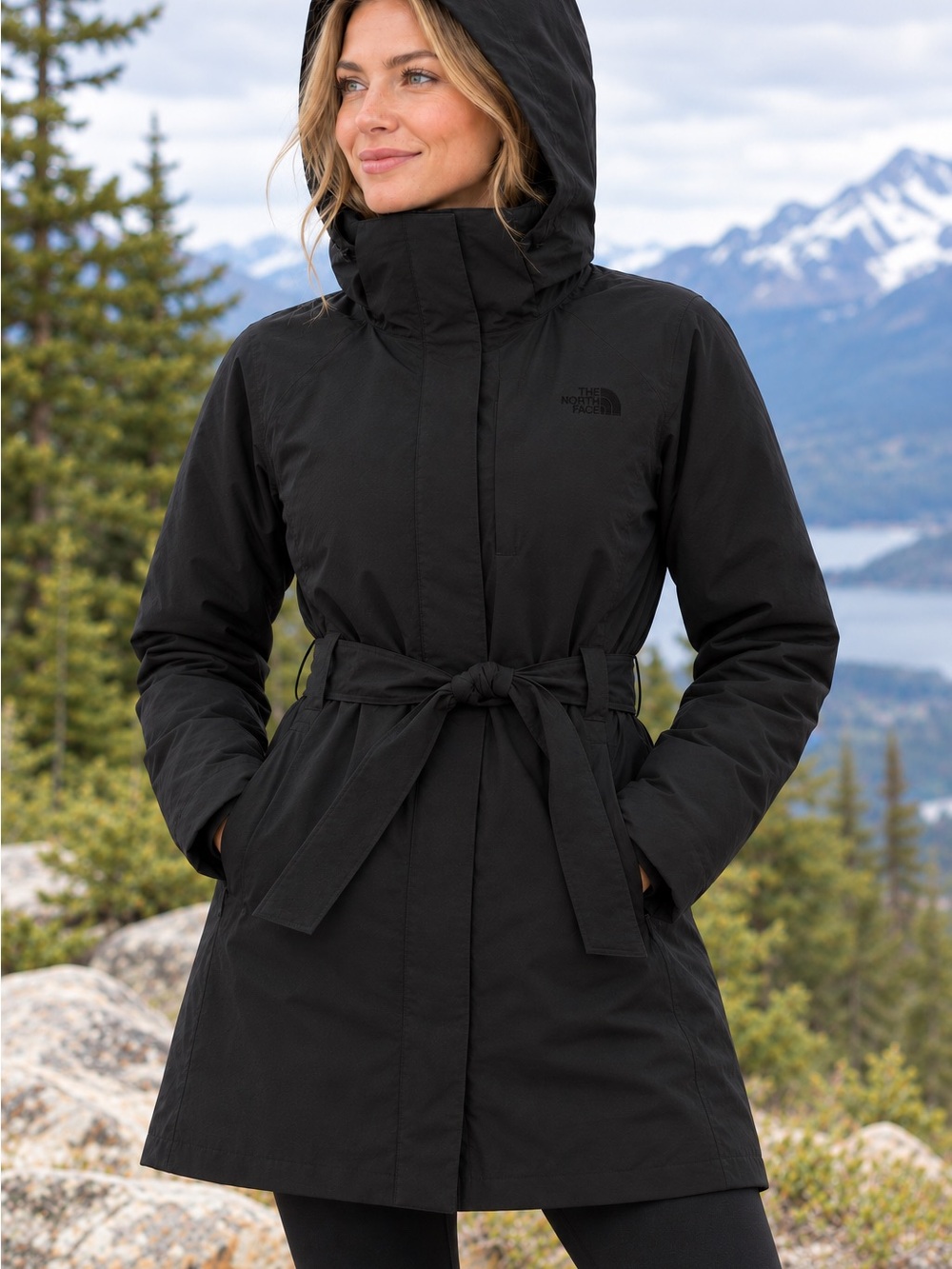 The North Face Belted Jacket full zip Womens large nwot